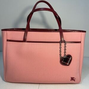 [Burberry] Blue Lable Pink/wine color tote